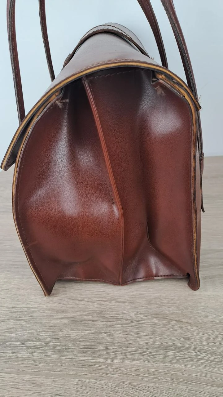 Vintage / Retro / Brown / Women / Leather / 155 Bitting Satchel Handbag / Vintage Dressing – photo 3